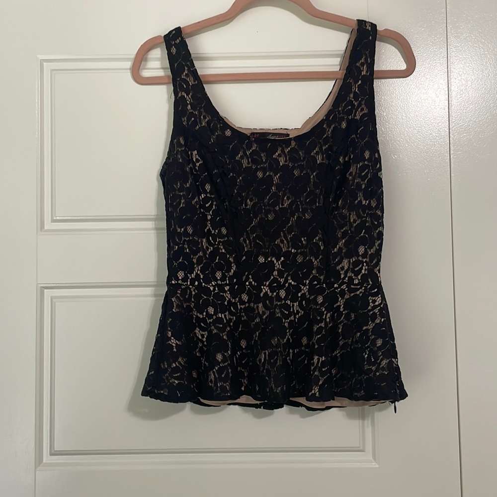 Black and tan lace dressy tank top